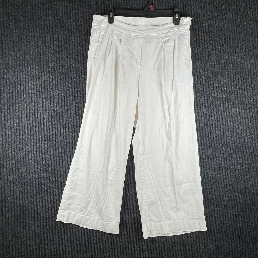 J. Jill Love Linen White Wide Leg Pleated Pants Size M High Rise RN 97641